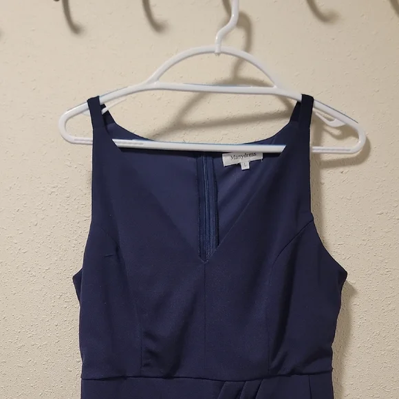 Blue Sleeveless V-Neck Sheath Mini Dress - Picture 4 of 8